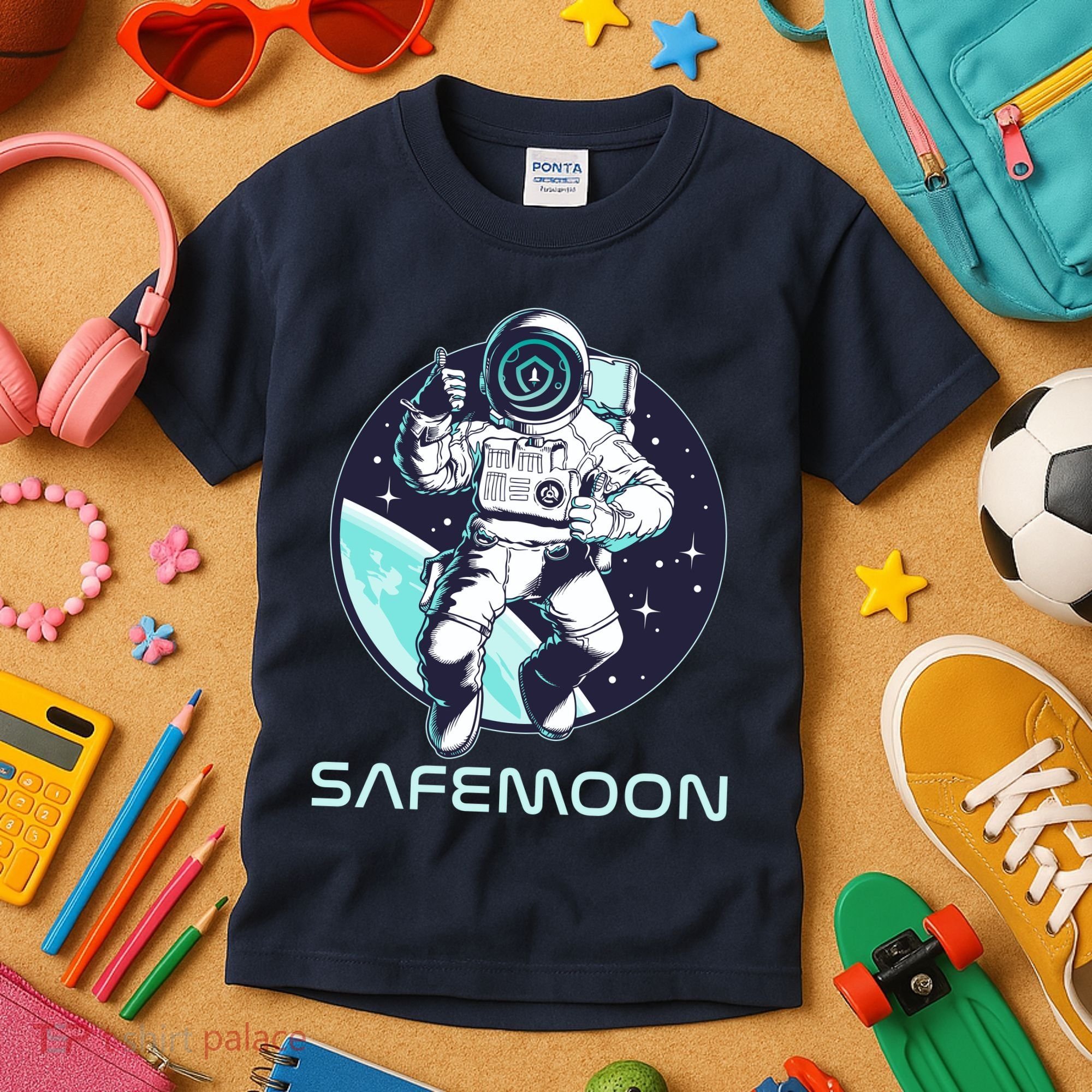 Safemoon Cryptocurrency Space Astronaut Kids T-Shirt