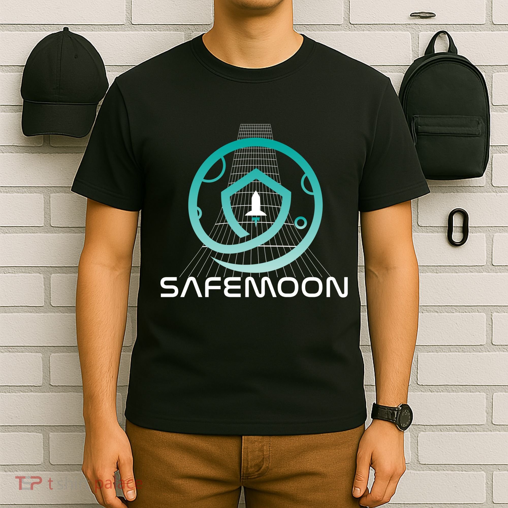 Safemoon Cryptocurrency Space Grid T-Shirt