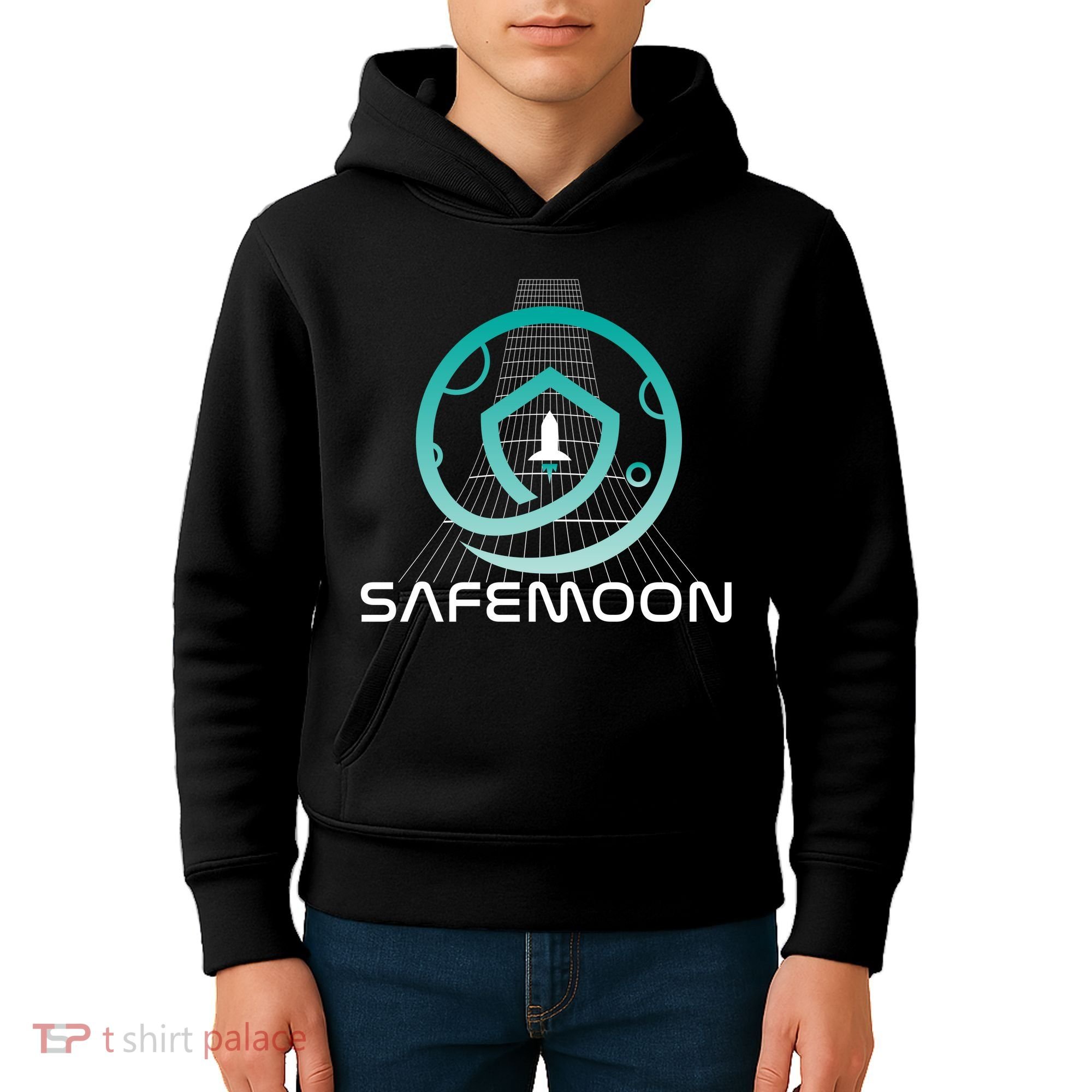 Safemoon Cryptocurrency Space Grid Kids Hoodie