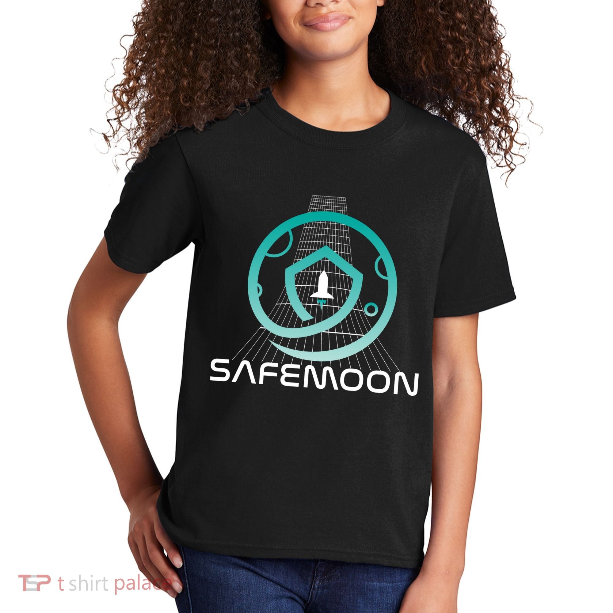 Safemoon Cryptocurrency Space Grid Kids T-Shirt