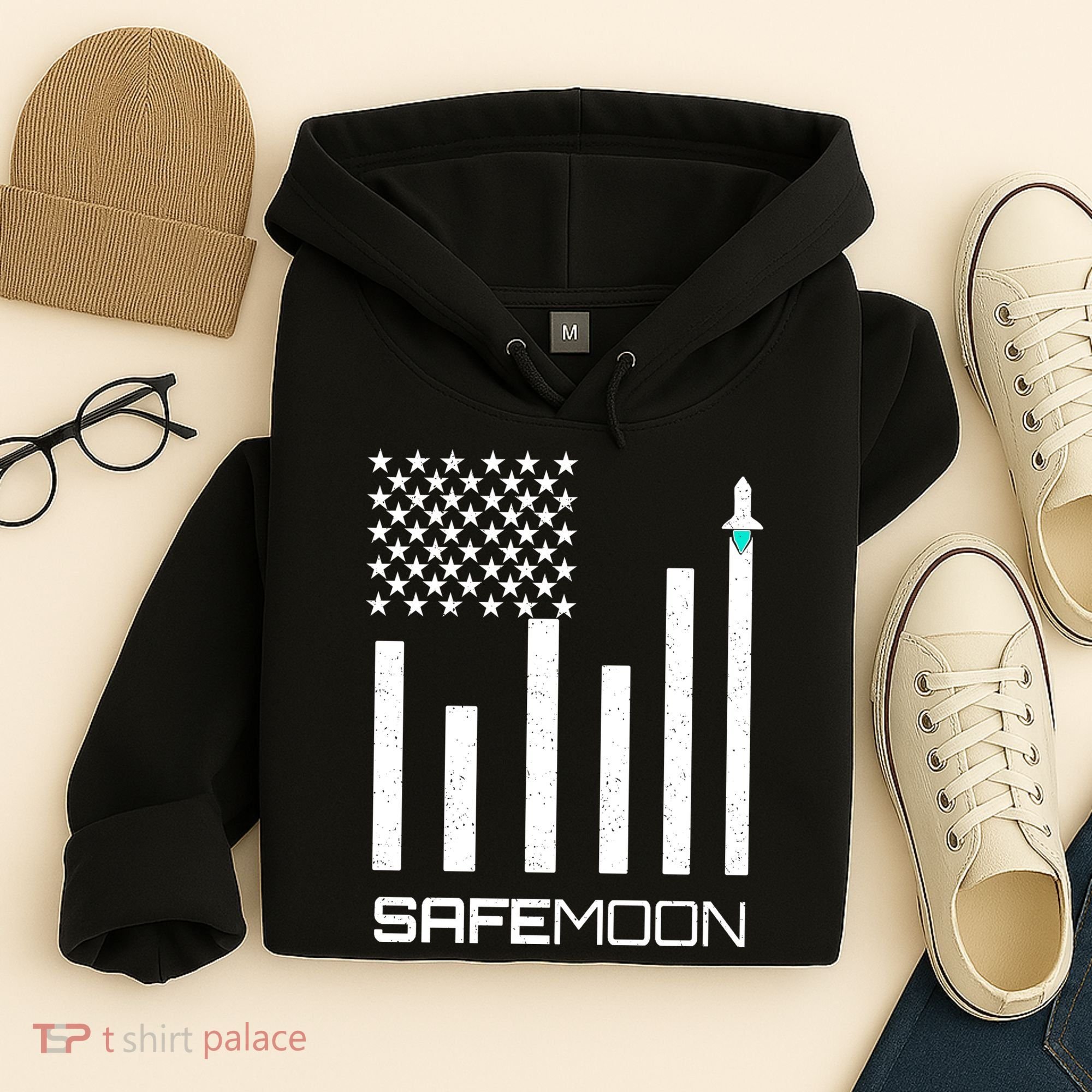 Safemoon To The Moon Crypto Blockchain Flag Hoodie