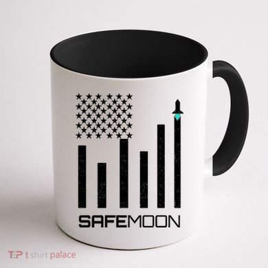 Safemoon To The Moon Crypto Blockchain Flag Coffee Mug back