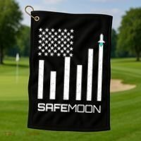 Safemoon To The Moon Crypto Blockchain Flag Golf Towel thumb 1