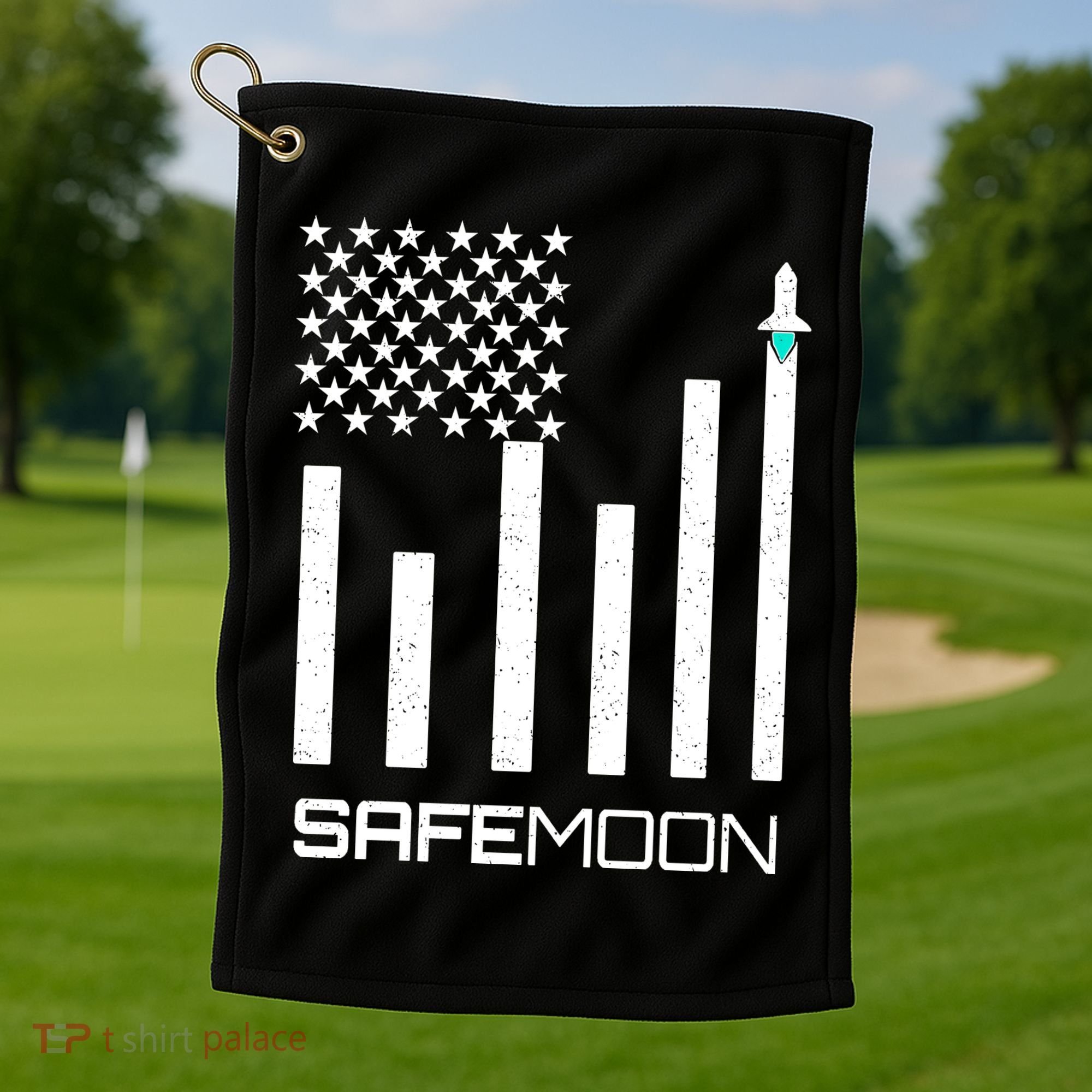 Safemoon To The Moon Crypto Blockchain Flag Golf Towel