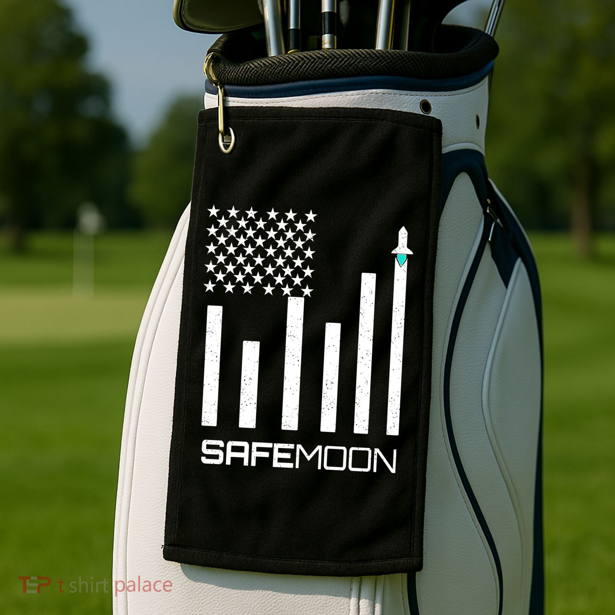 Safemoon To The Moon Crypto Blockchain Flag Golf Towel