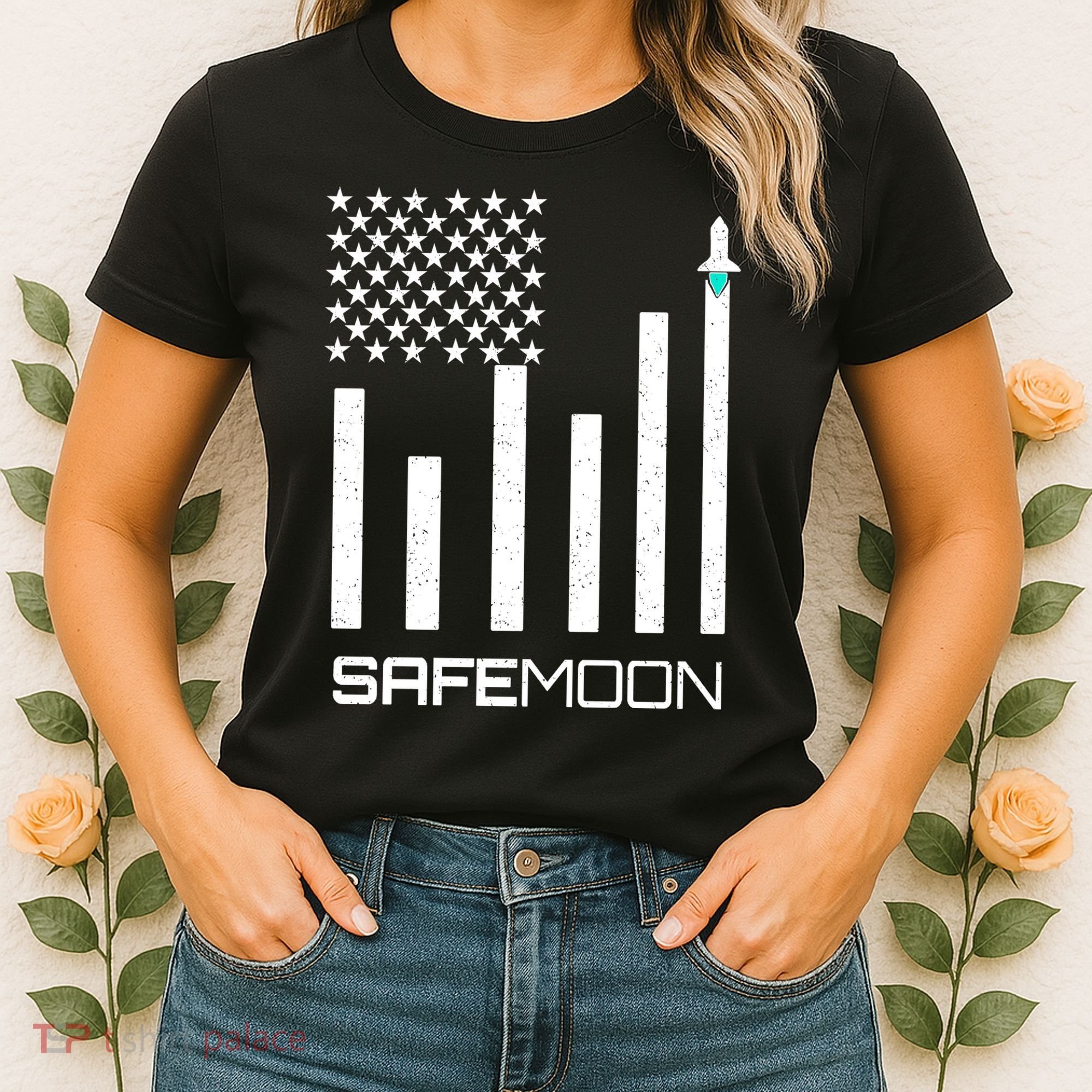 Safemoon To The Moon Crypto Blockchain Flag Women's T-Shirt