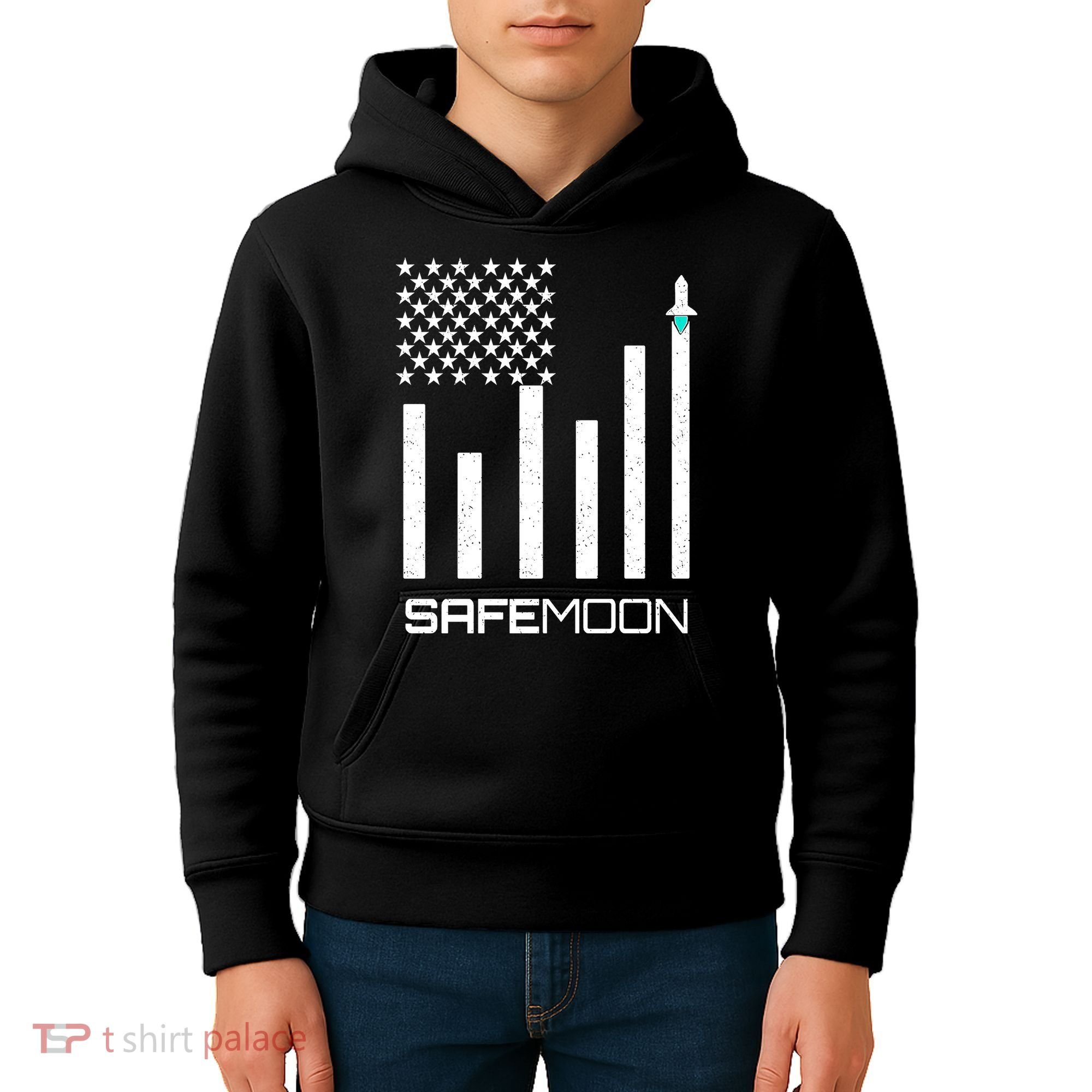Safemoon To The Moon Crypto Blockchain Flag Kids Hoodie