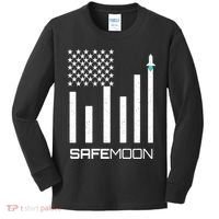 Safemoon To The Moon Crypto Blockchain Flag Kids Long Sleeve Shirt thumb 0