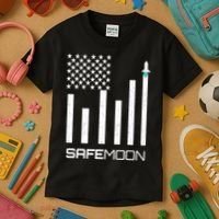 Safemoon To The Moon Crypto Blockchain Flag Kids T-Shirt thumb 3