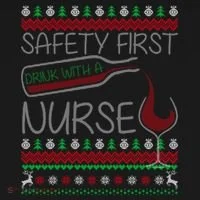Safety First Drink With A Nurse Ugly Sweater Doggie Tank thumb 4
