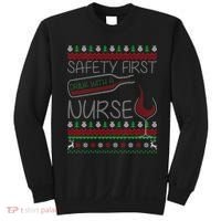 Safety First Drink With A Nurse Ugly Sweater Sweatshirt thumb 0