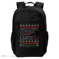 Safety First Drink With A Nurse Ugly Sweater Backpack thumb 0