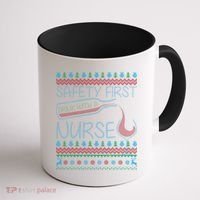 Safety First Drink With A Nurse Ugly Sweater Coffee Mug thumb 1