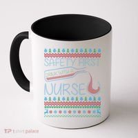 Safety First Drink With A Nurse Ugly Sweater Coffee Mug thumb 0