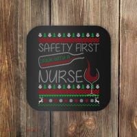 Safety First Drink With A Nurse Ugly Sweater Coaster thumb 0