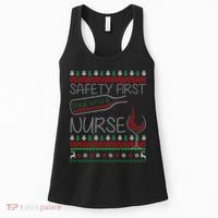 Safety First Drink With A Nurse Ugly Sweater Women's Tank Top thumb 0