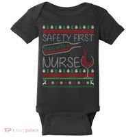 Safety First Drink With A Nurse Ugly Sweater Baby Bodysuit thumb 0