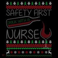 Safety First Drink With A Nurse Ugly Sweater Baby Bodysuit thumb 2