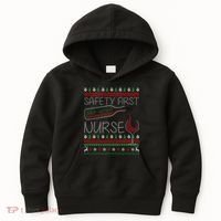 Safety First Drink With A Nurse Ugly Sweater Kids Hoodie thumb 0