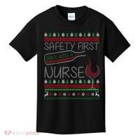 Safety First Drink With A Nurse Ugly Sweater Kids T-Shirt thumb 0