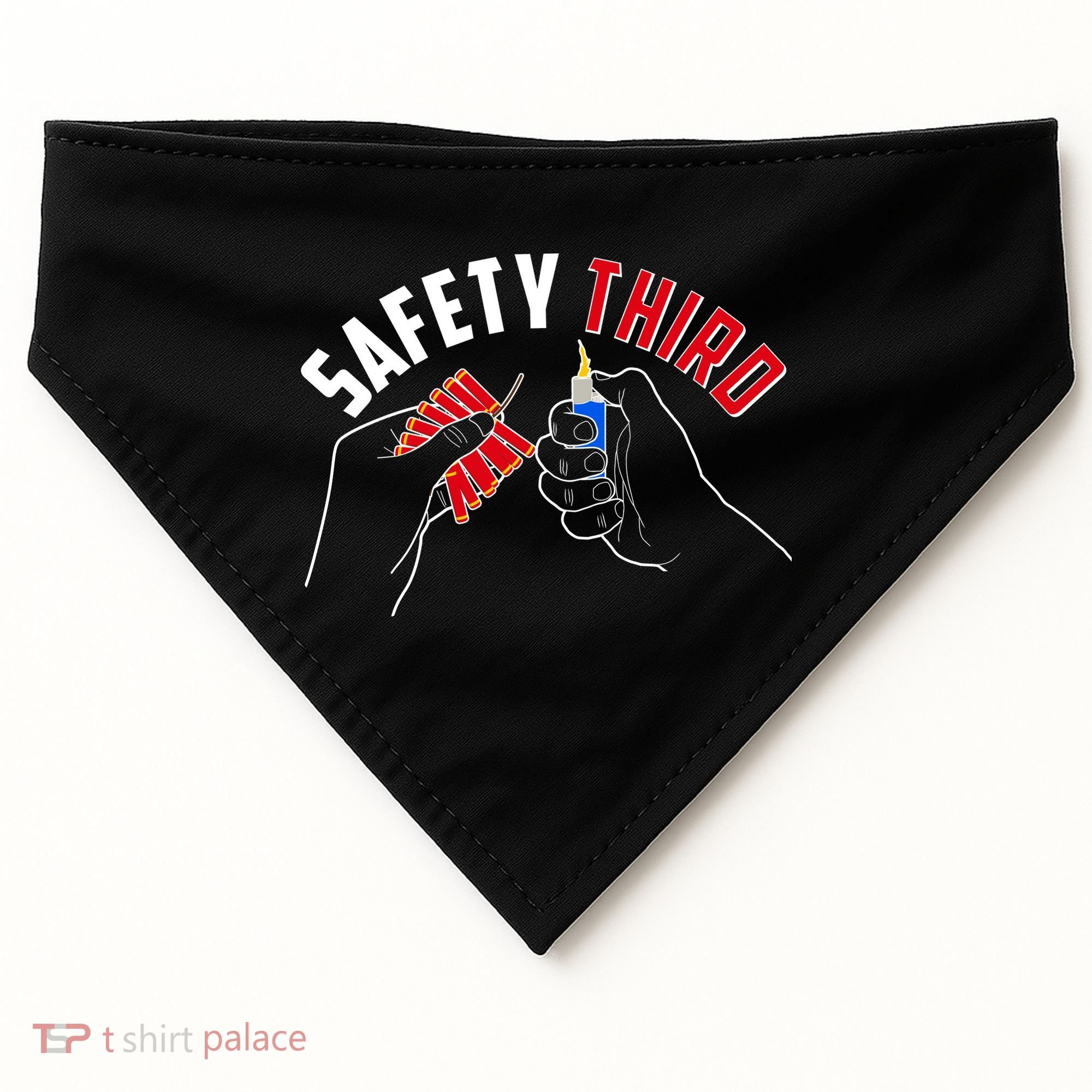 Safety Third Firecrackers Fourth of July USA-Made Doggie Bandana