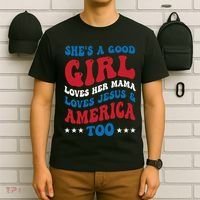 Shes A Good Girl Loves Her Mama Jesus & America Too Groovy T-Shirt thumb 6
