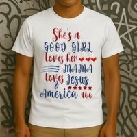 She's A Good Loves Her Mama Loves Jesus & America Too T-Shirt thumb 3