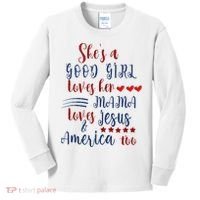 She's A Good Loves Her Mama Loves Jesus & America Too Kids Long Sleeve Shirt thumb 0