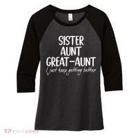 sister aunt greataunt i just keep getting better Women's Tri-Blend 3/4-Sleeve Raglan Shirt thumb 0