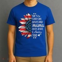 She's A Good Girl Loves Her Mama Jesus America Too T-Shirt thumb 3