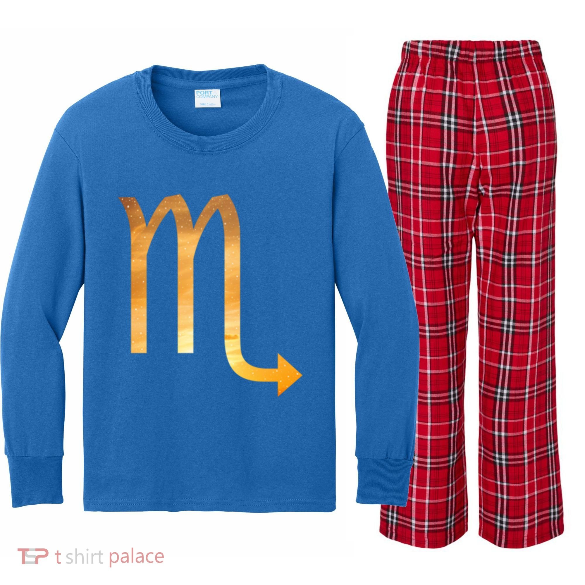 Scorpio Astrology Gift Bohemian October November Birthday Cute Gift Kids Long Sleeve Plaid Pajama Set