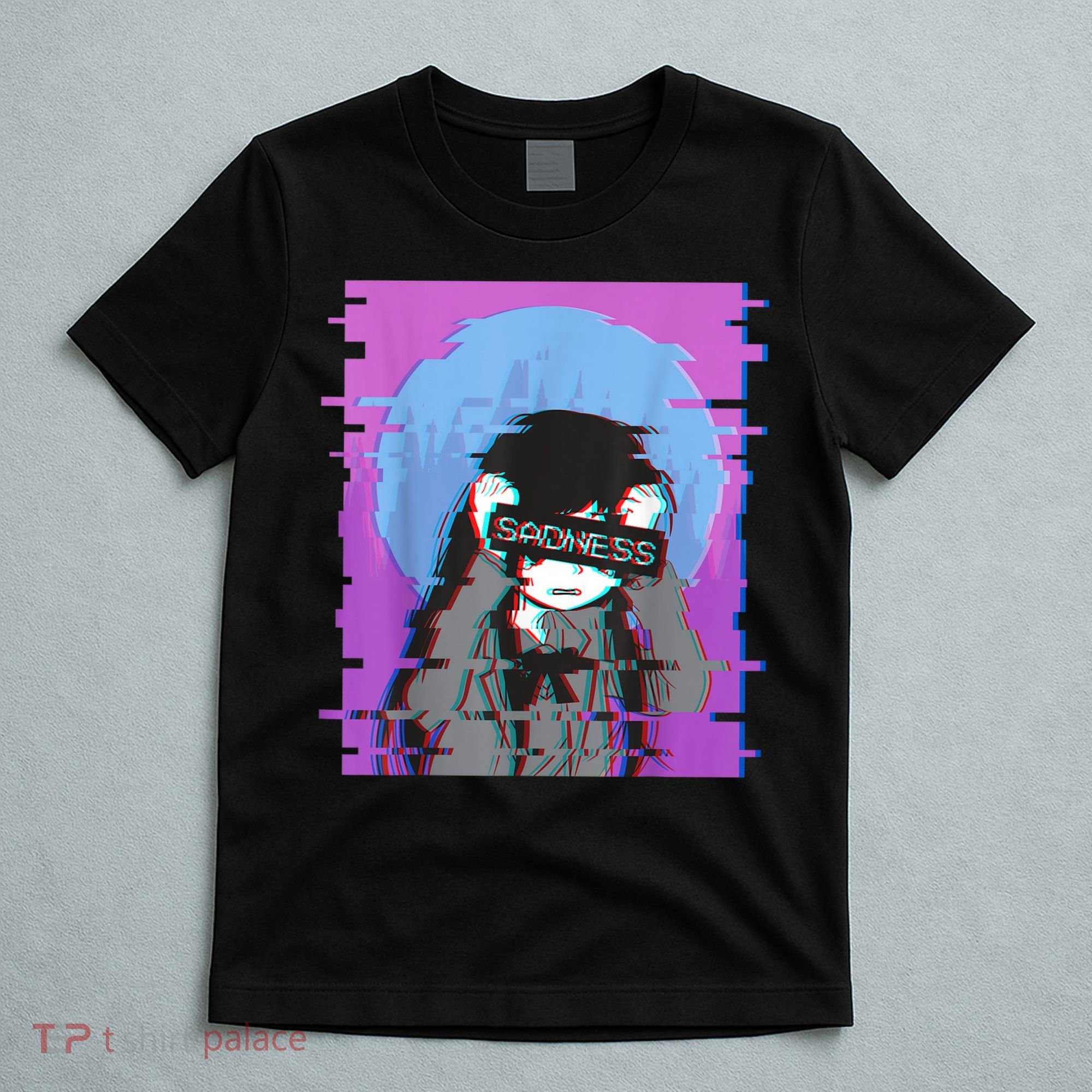 Sad Anime Girl Japanese Aesthetic Vaporwave Anime Otaku T-Shirt