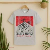Save A Horse Ride A Cowboy Vintage Country Western T-Shirt thumb 2