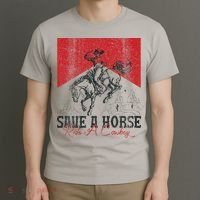 Save A Horse Ride A Cowboy Vintage Country Western T-Shirt thumb 3
