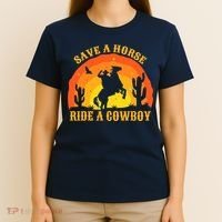 Save A Horse Ride Me A Cowboy T-Shirt thumb 4