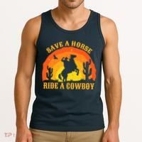 Save A Horse Ride Me A Cowboy Tank Top thumb 3