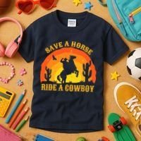 Save A Horse Ride Me A Cowboy Kids T-Shirt thumb 3