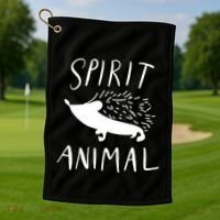 Spirit Animal Hedgehog Gift Funny Gift Golf Towel thumb 1