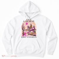 Save A Horse Ride A Lesbian Cowboy Lgbtq Western Retro Hoodie thumb 0