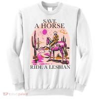 Save A Horse Ride A Lesbian Cowboy Lgbtq Western Retro Sweatshirt thumb 0