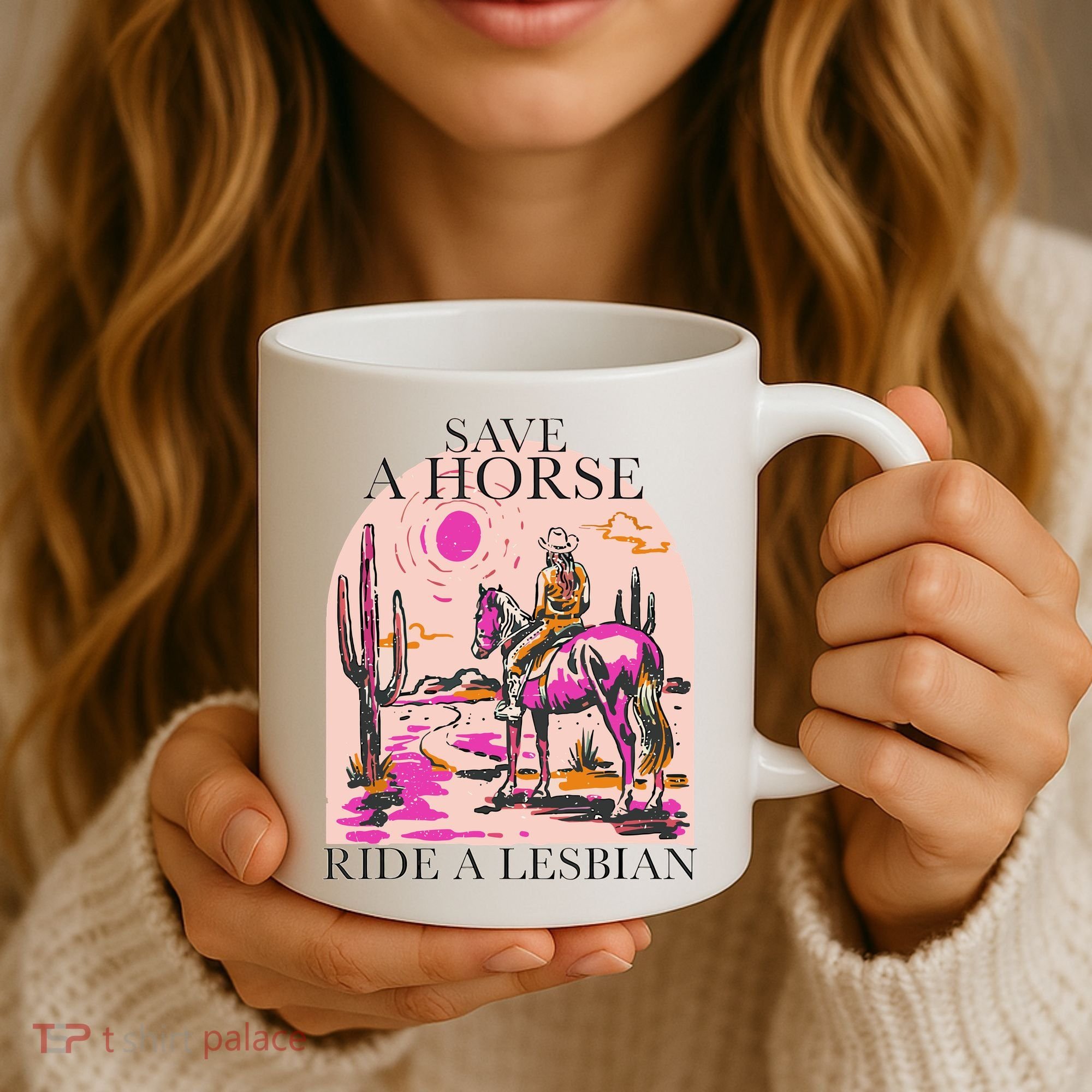 Save A Horse Ride A Lesbian Cowboy Lgbtq Western Retro Coffee Mug