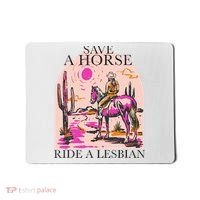 Save A Horse Ride A Lesbian Cowboy Lgbtq Western Retro Mousepad thumb 0