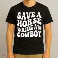 Save A Horse Ride A Cowboy Oversized Western T-Shirt thumb 3