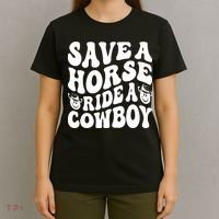 Save A Horse Ride A Cowboy Oversized Western T-Shirt thumb 4