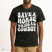 Save A Horse Ride A Cowboy Oversized Western Tall T-Shirt thumb 2