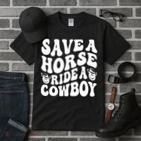 Save A Horse Ride A Cowboy Oversized Western Tall T-Shirt thumb 3