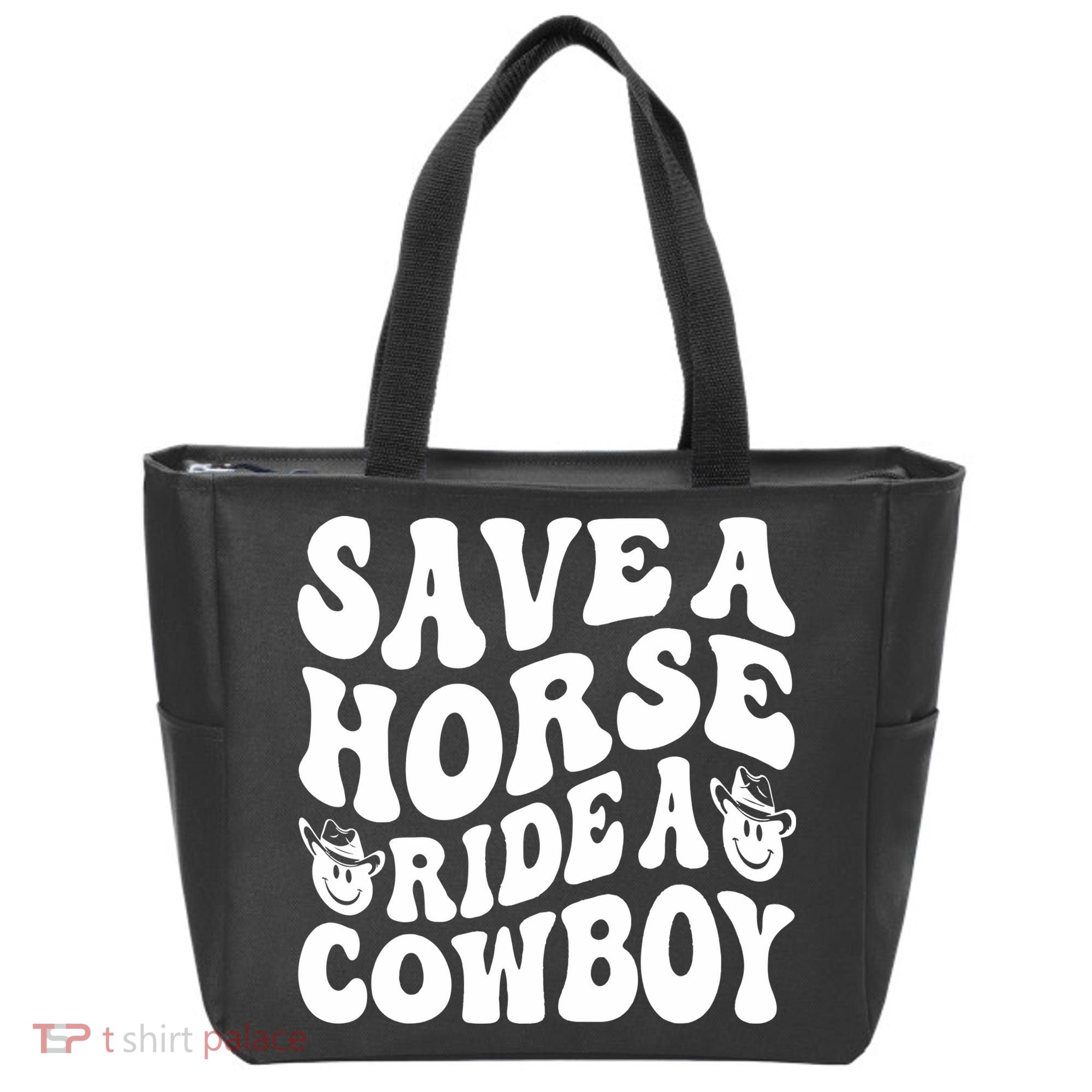 Save A Horse Ride A Cowboy Oversized Western Tote Bag