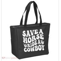 Save A Horse Ride A Cowboy Oversized Western Tote Bag thumb 2