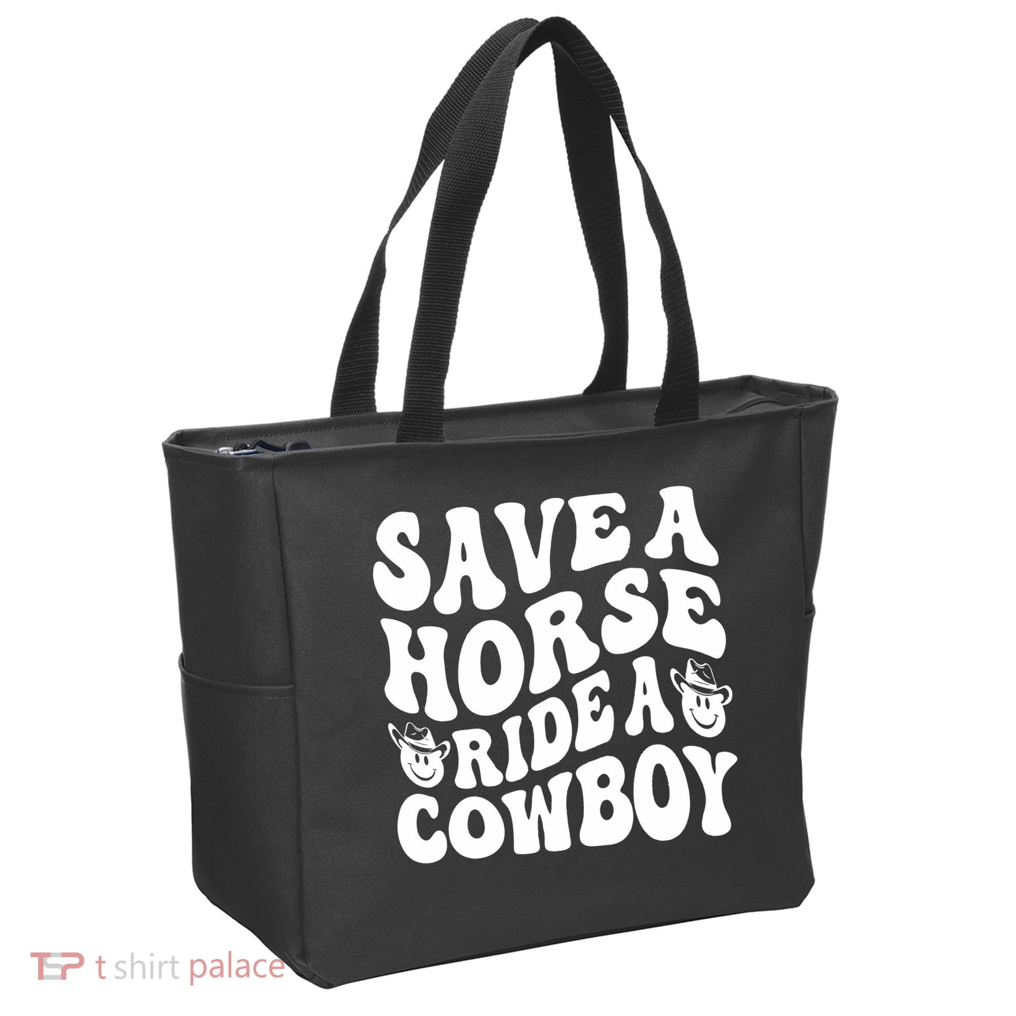 Save A Horse Ride A Cowboy Oversized Western Tote Bag