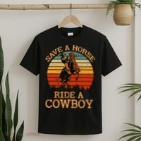 Save A Horse Ride A Cowboy Western Vintage Retro T-Shirt thumb 2